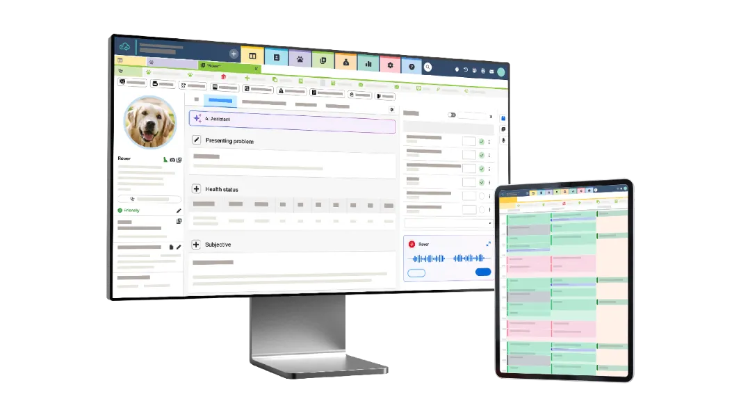 ezyVet UI on a computer and tablet